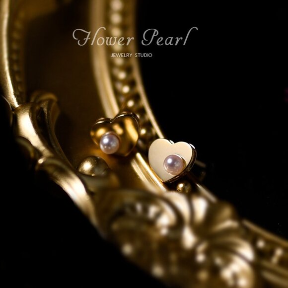 New 18K gold mirror love pearl earrings - Picture 4 of 6